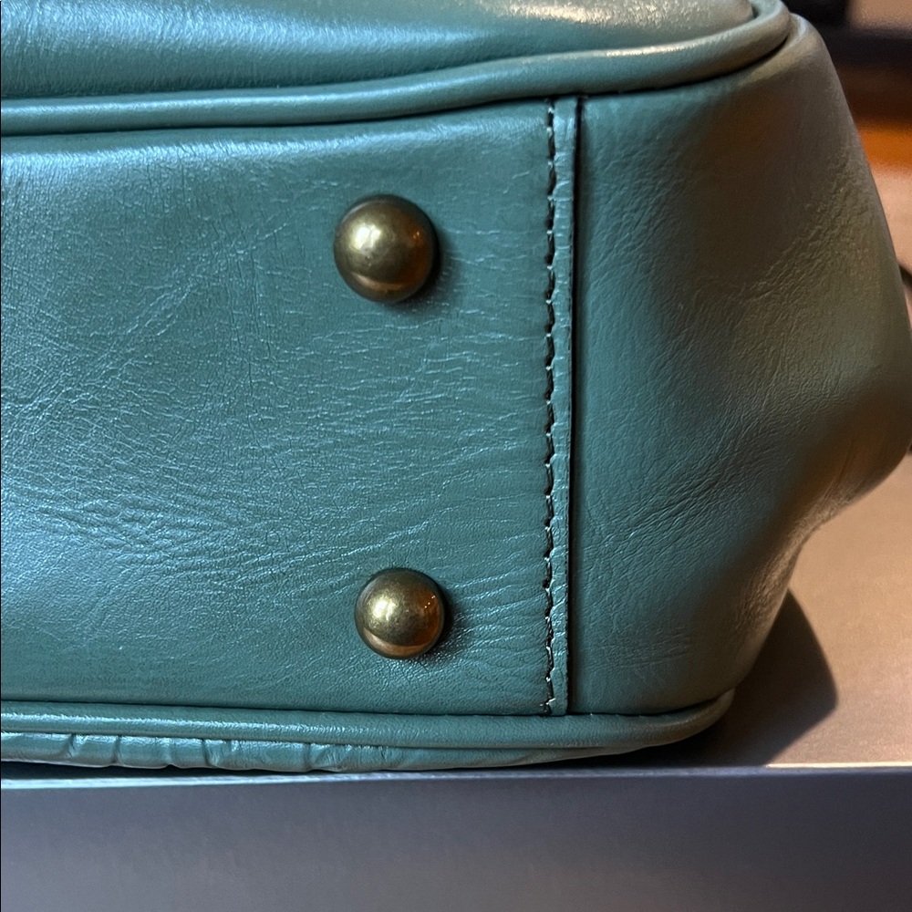 Patricia Nash Gracchi Tooled Leather Embossed Teal Satchel. Gently used - Picture 7 of 16